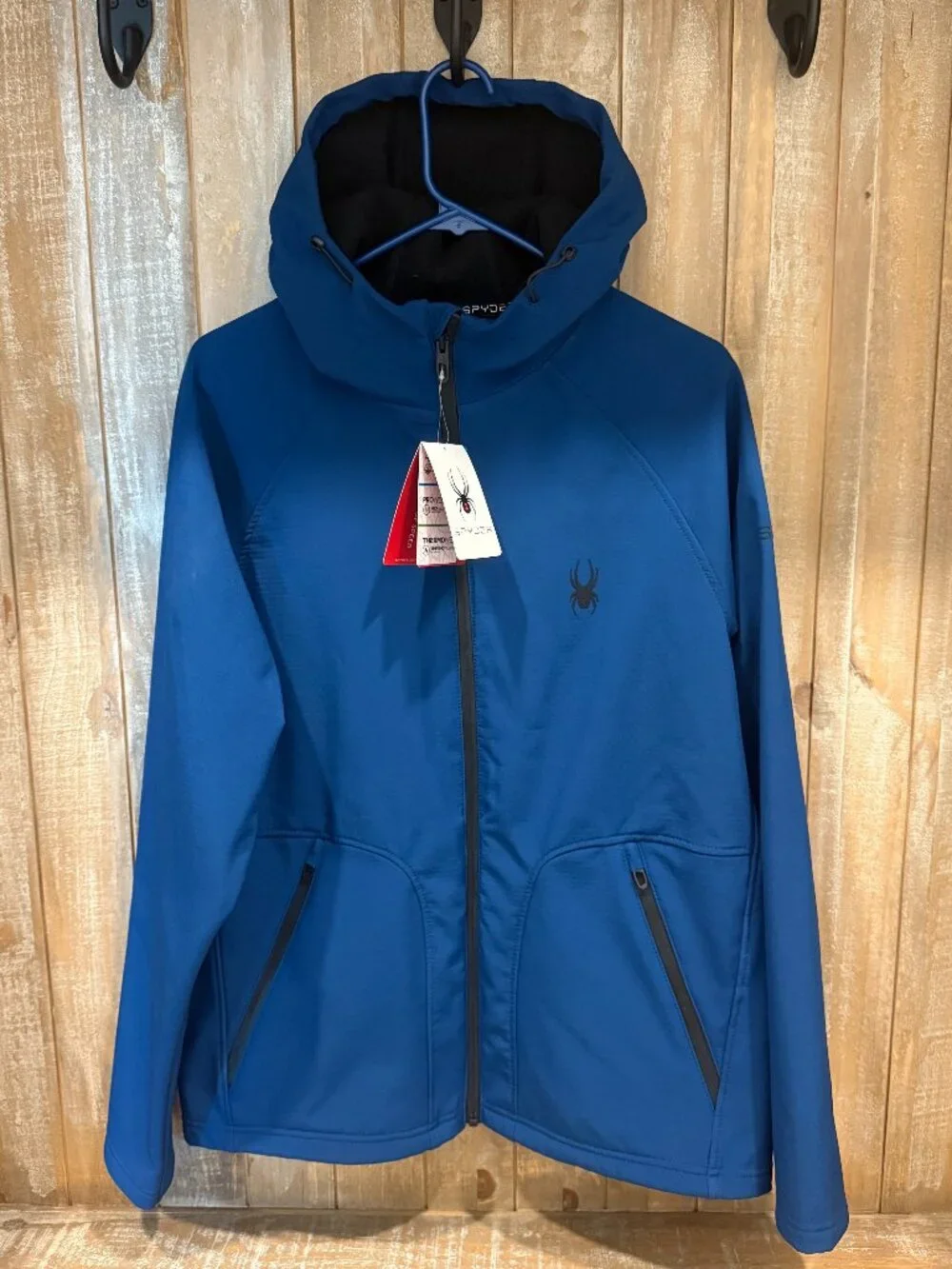 SPYDER Softshell Jacket Men's Medium Blue Full Zip Hoodie Gorpcore New with Tags